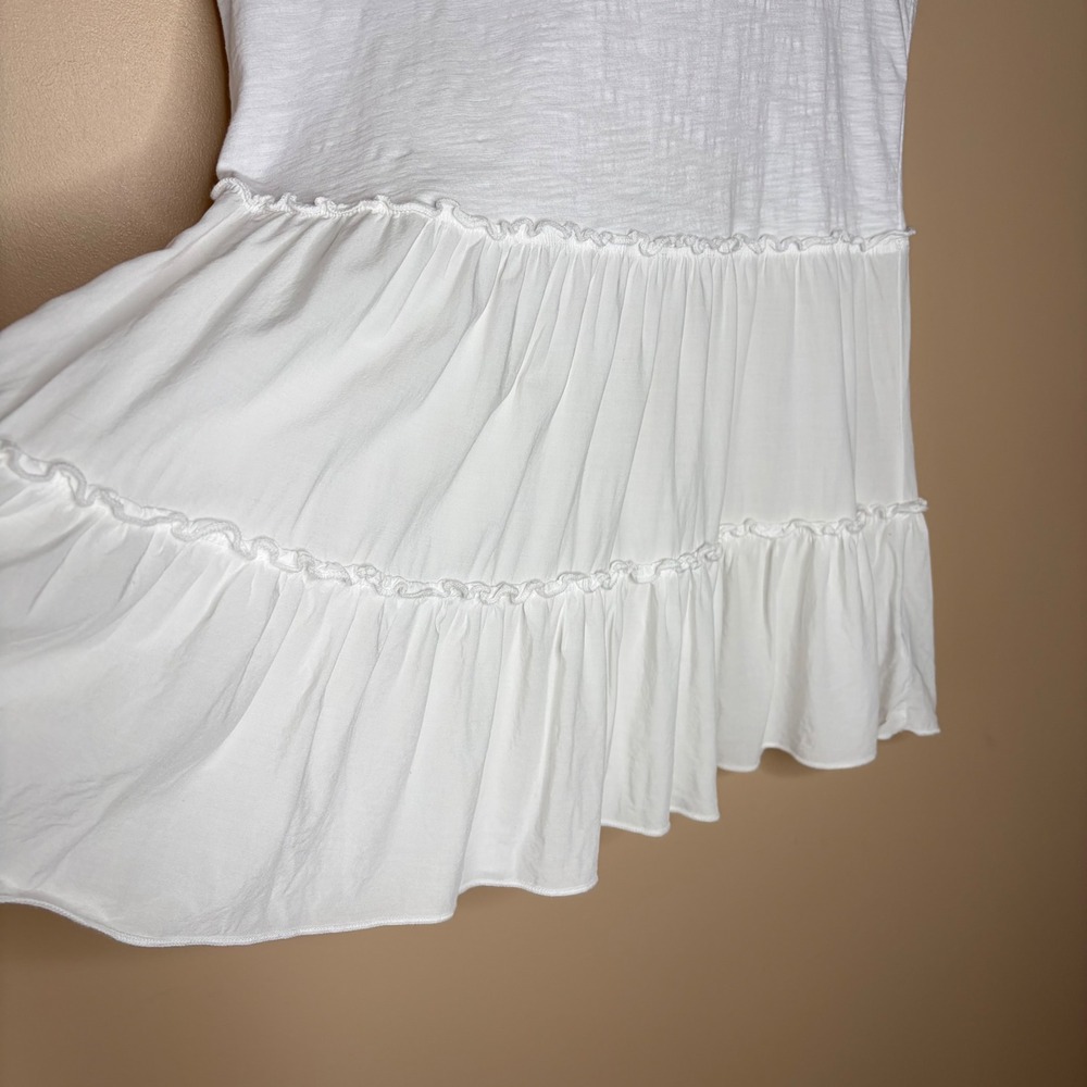 Anthropologie t.la Tank Top Small White Tiered Ruffle Boho Sleeveless Clean Girl - Picture 2 of 10